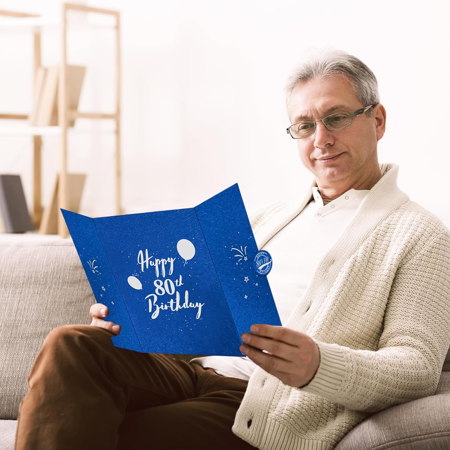 Crenics 80th Birthday Decorations for Men or Women, Creative 80th Birthday Guest Book Alternative, Blue and Silver 80 Birthday Signature Book 18 x 12 inch, Great 80th Birthday Gifts - Image 7