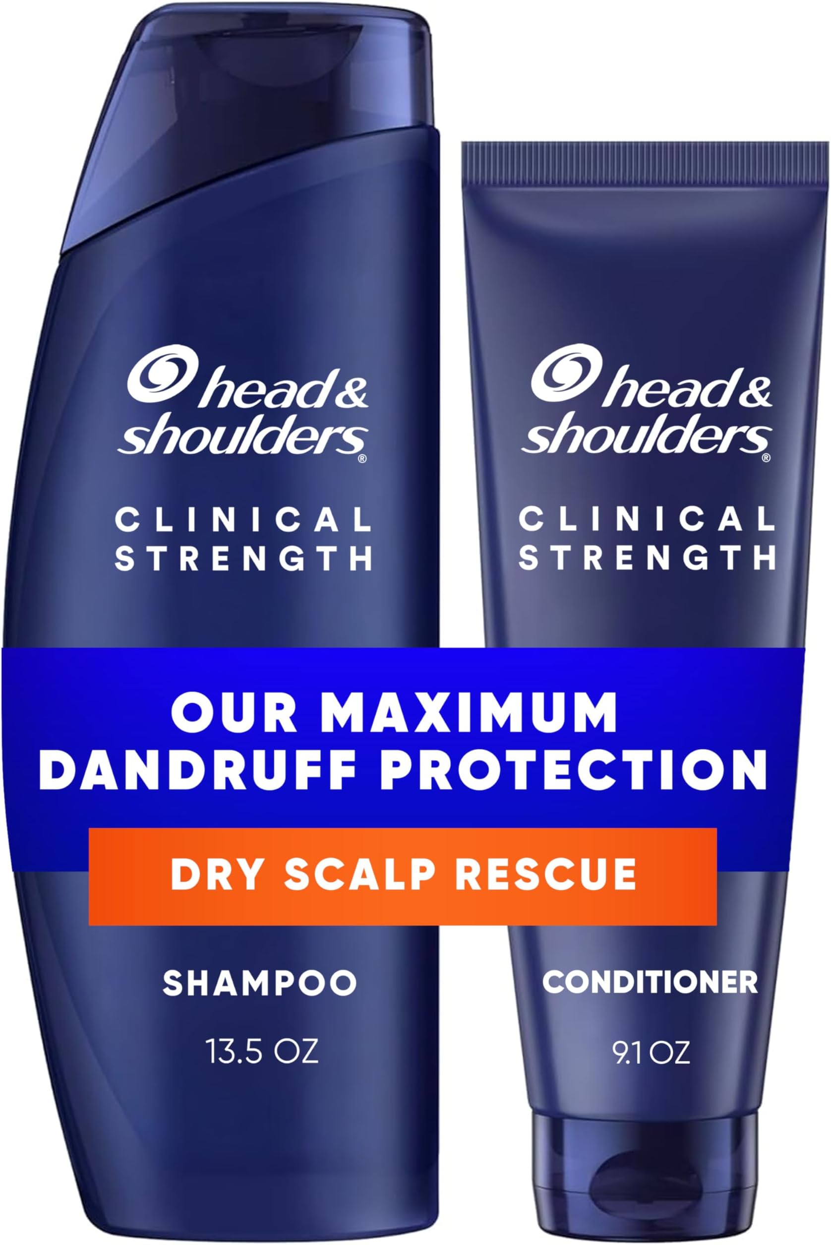 Clinical Strength Dandruff Shampoo and Conditioner Set, Dry Scalp Relief, Up to 100% Flake Protection, Selenium Sulfide Formula, 13.5 & 9.1 Fl Oz, 2 Pack