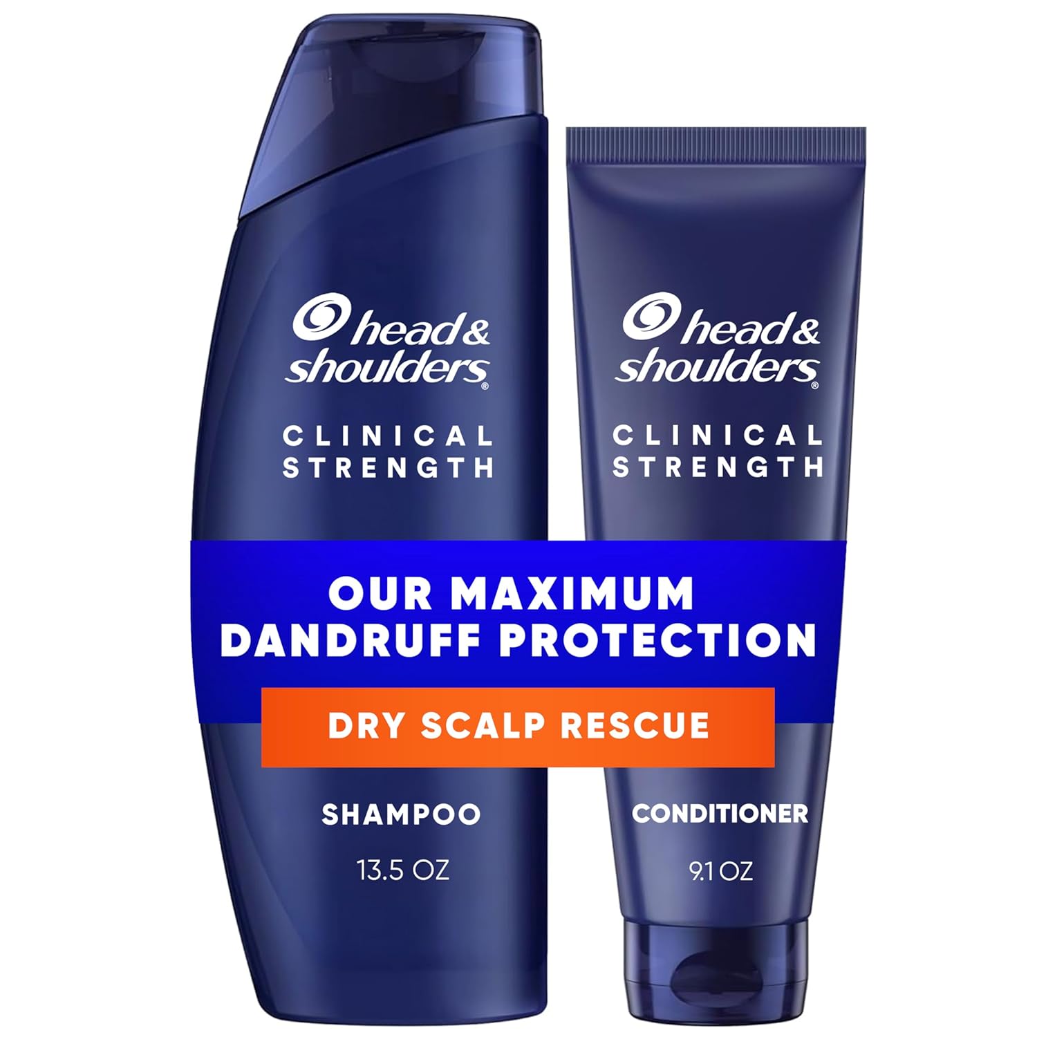 Head & Shoulders Anti-Dandruff Shampoo, Clinical Strength Dry Scalp Rescue, 1% Selenium Sulfide, Seborrheic Dermatitis Relief, Dry Scalp, 13.5 fl oz + Conditioner, 9.1oz