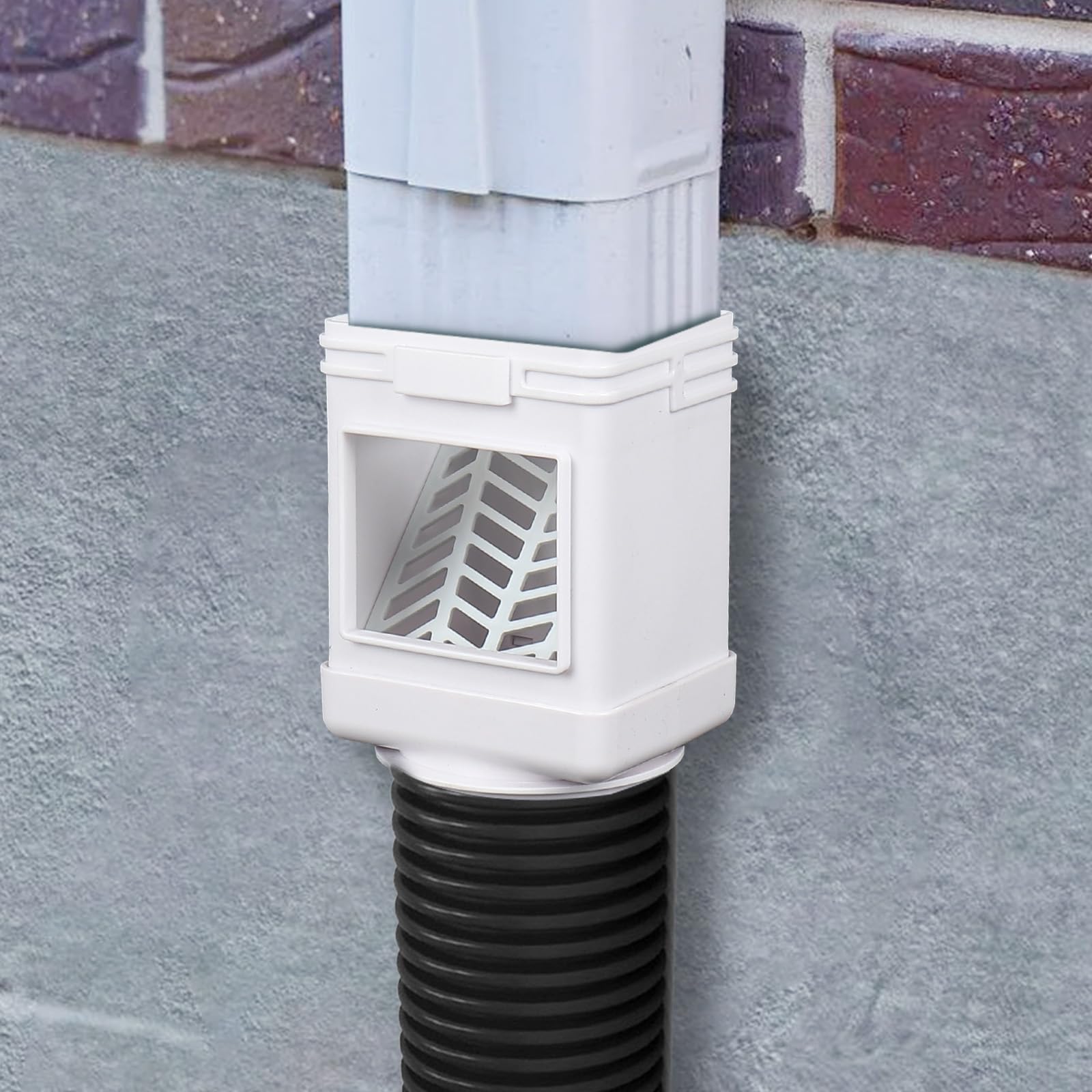 Filtro de hojas y limpieza de bajante, extensiones de canalón, adaptador de bajante, desviador de bajante, (paquete de 2 blancos)