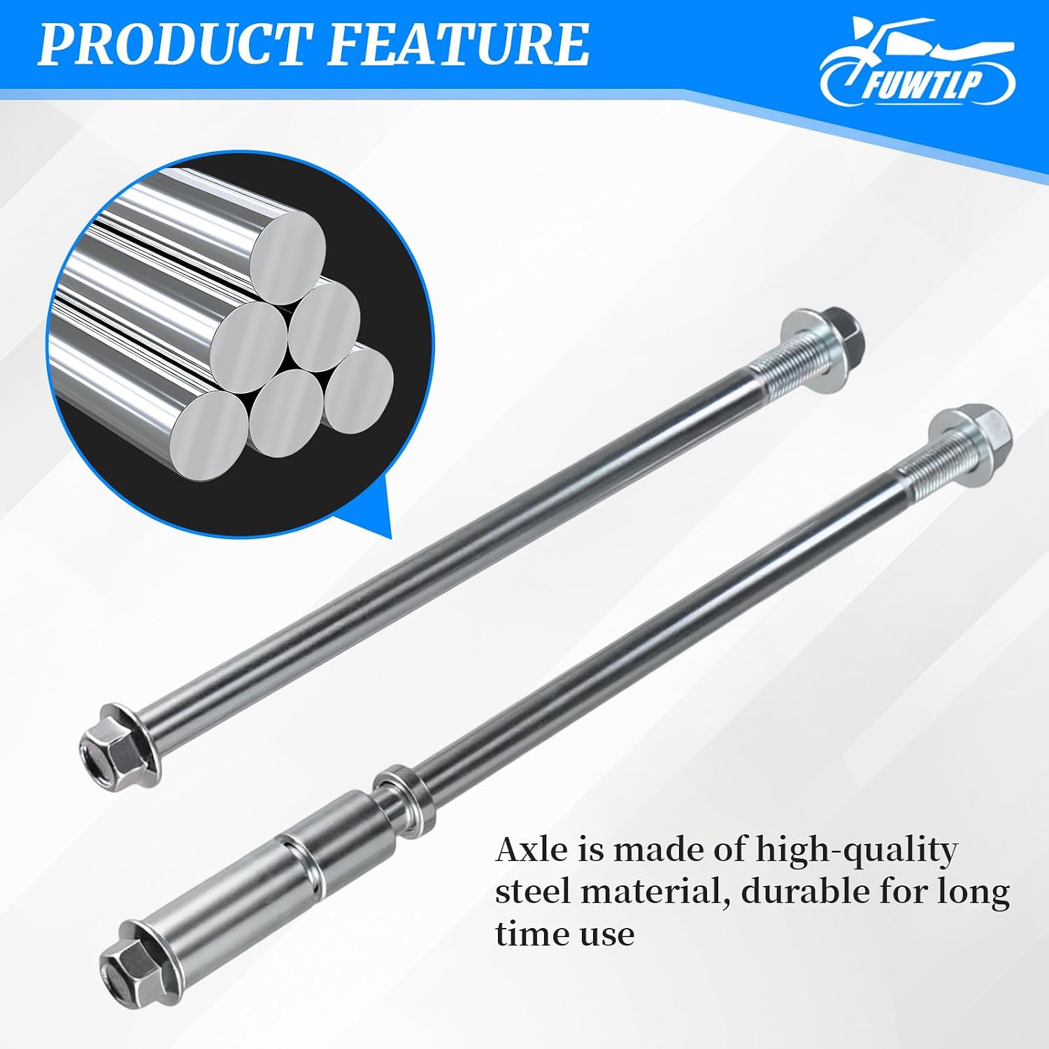 12mm 270mm Mini Bike Rear Axle + 225mm Front Wheel Axle Nut Bolt For Coleman CT100U Mini Bike 79cc 100cc 2.5 3.0HP Powersports Accessories Parts