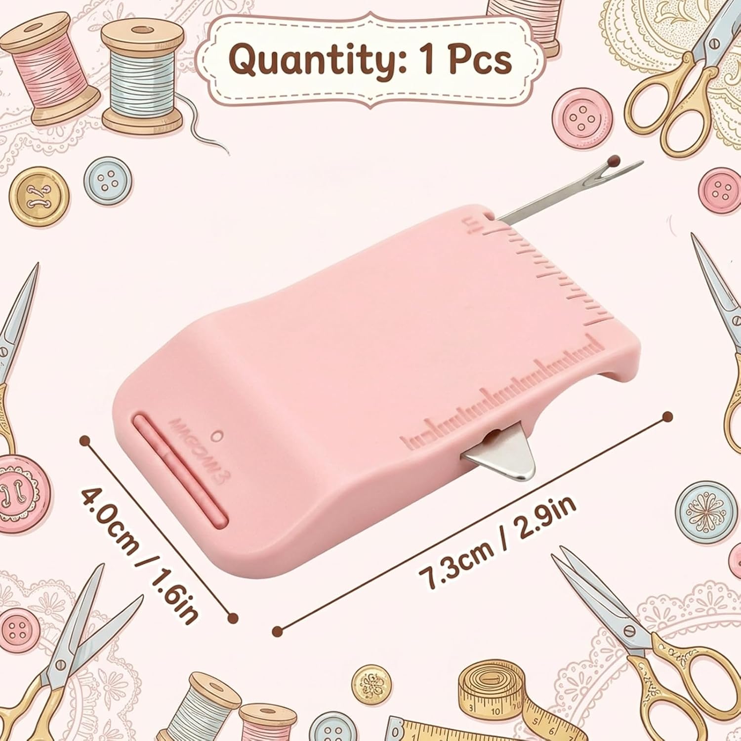 1 PCS Magnetic Seam Guide for Sewing Machine, 4-in-1 Multifunctional Sewing Tool with Built-in Seam Ripper, Edge Guide and Ruler Scale for Cuffs Plackets Topstitching, 2.87 * 1.65 inch