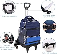 Vista 3 de Carrito de mochila, carrito con ruedas de aleación de aluminio, carrito plegable para mochila escolar, carrito de equipaje de 6 ruedas con protector