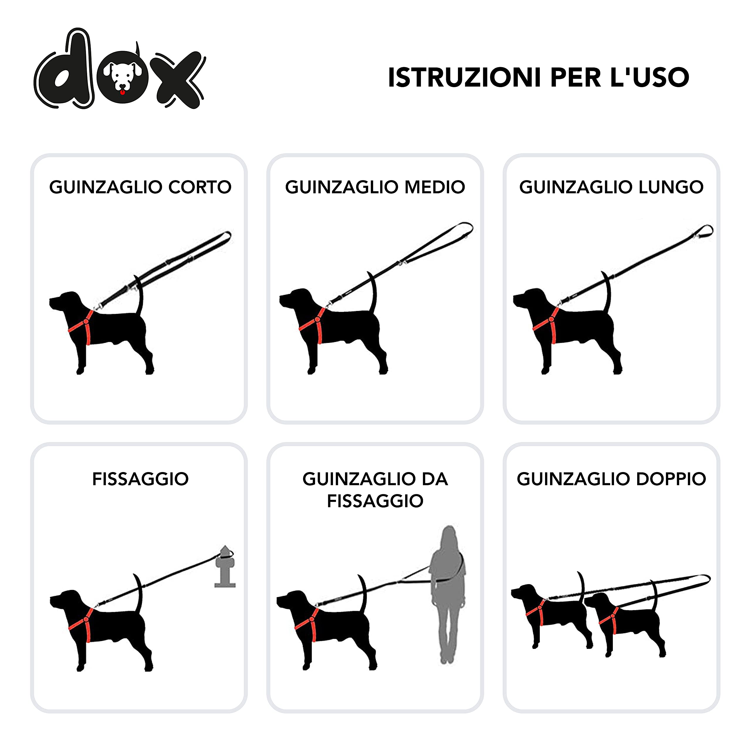 DDOXX, guinzaglio in nylon premium, per cani di taglia grande, media, piccola, in diversi colori e dimensioni, flessibile -
