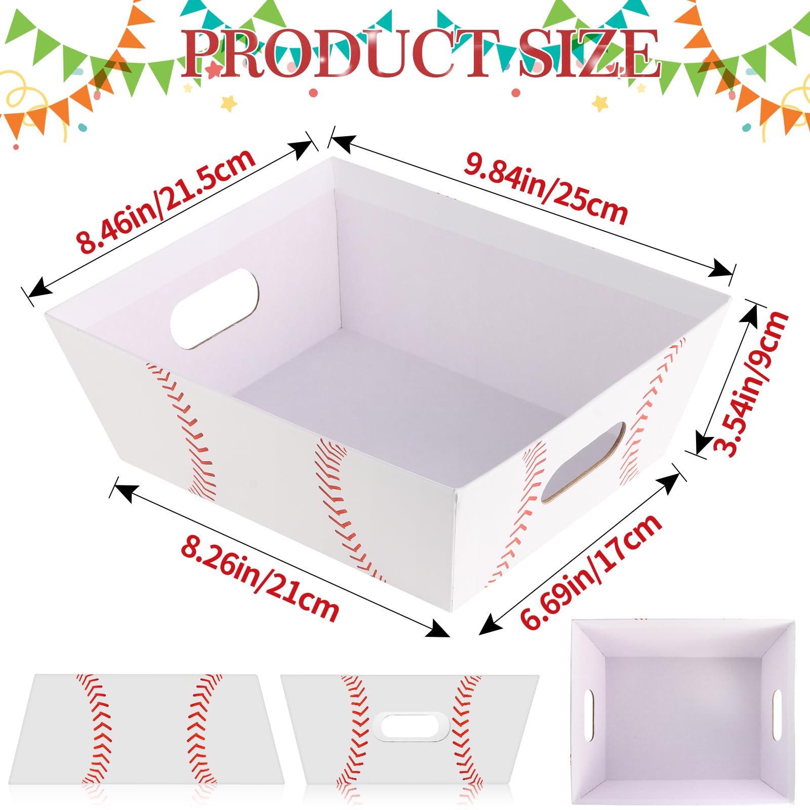 Kolewo4ever Baseballkörbe für Geschenke, leere Baseballkörbe, Senioren-Nachtkörbe, 20,3 x 25,4 cm, Geschenkkorb-Set für Geschenke, leer zum Befüllen für Sport, Party, Gastgeschenk, Urlaub