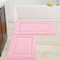 Vista 33 de SHACOS Juego de 2 alfombras de baño suaves y esponjosas de color blanco de 16 x 24 + 20 x 32 pulgadas, alfombras de baño antideslizantes y lavables