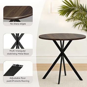 31.5 Small Round Dining Table Set for 2, Mid-Century X-Shaped Leg Table