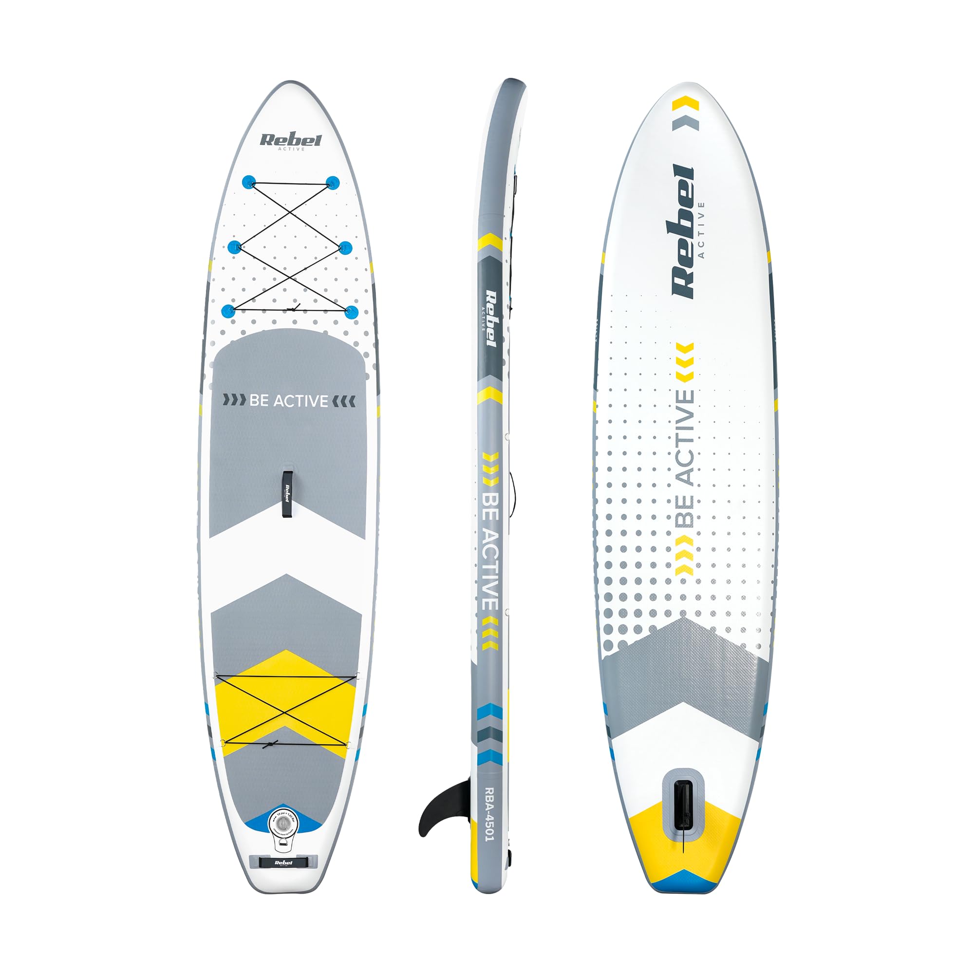Rebel Electro Deska SUP Pompowana do Pływania Drop-Stitch 350 cm Zestaw Wiosło Pompka Plecak RBA-4500-WH