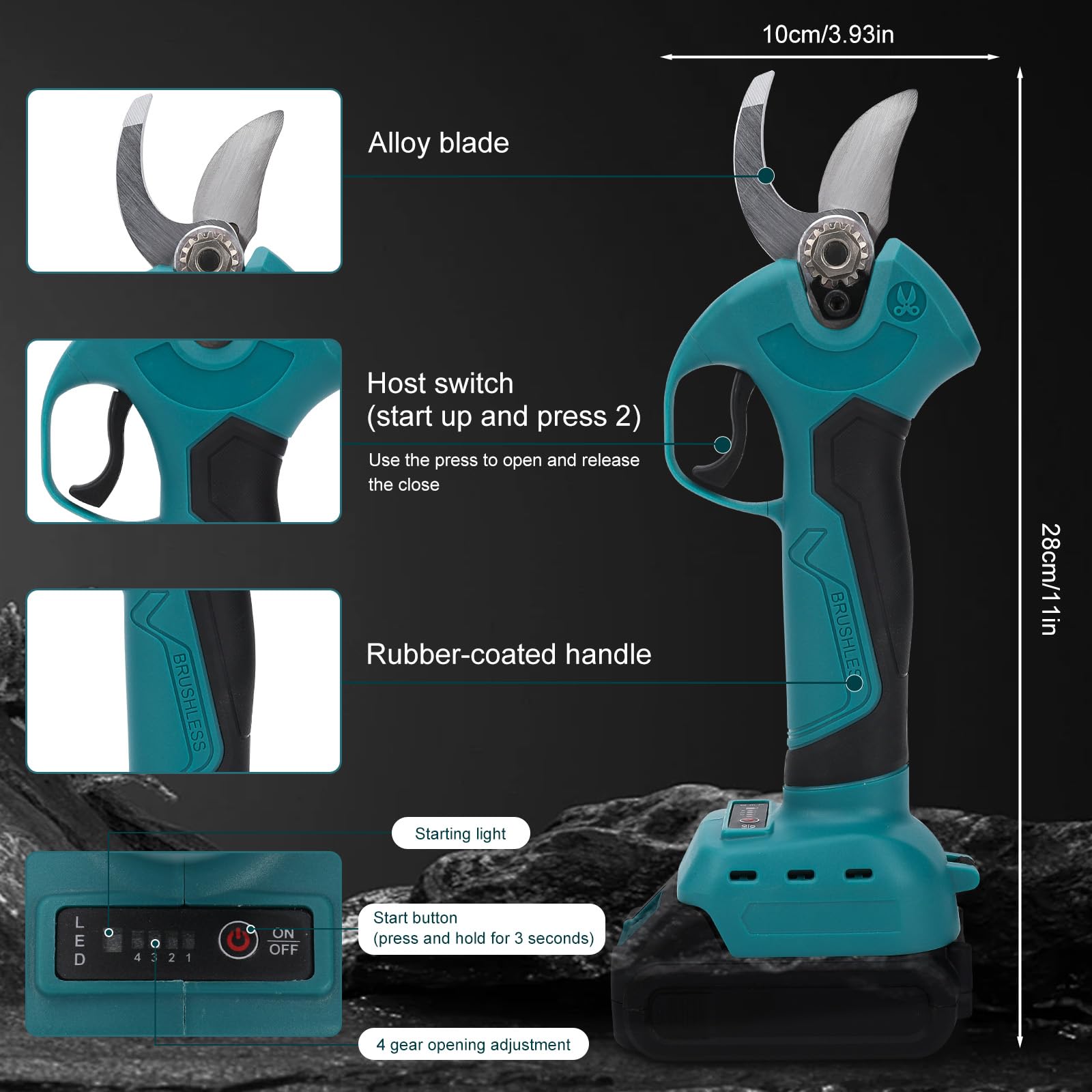 Akku Astschere Kompatibel mit Makita 18V, Max 45mm Schneiddurchmesser, 1500 W Bürstenloser Motor, SK5 Klingen, Elektrische Gartenschere für Garten und Baum Beschneide (Ohne Akku)