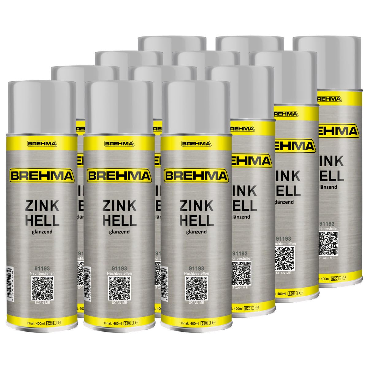 12x Zinkspray hell glänzend Grundierung Korrosionsschutz bis 300° C 400ml