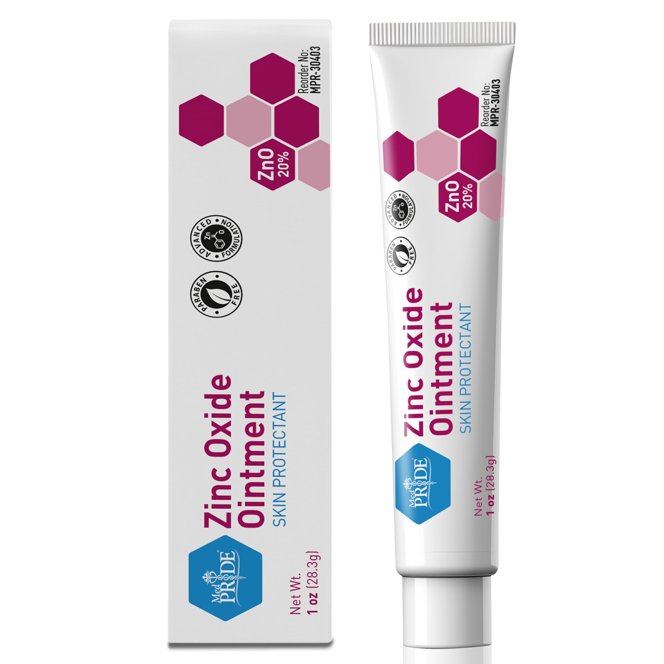 MED PRIDE High-Potency 20% Zinc Oxide Ointment 1oz - Diaper Rush Skin Protectant Zinc Cream- Wound Healing Zinc Oxide Paste For Kids & Adults- Barrier Repair Remedy For Chaffing, Rash, Cuts, Scrapes