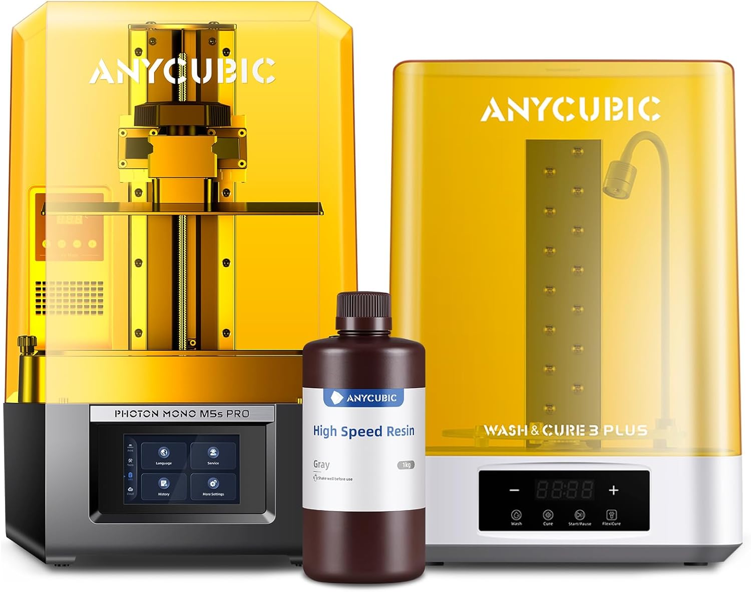ANYCUBIC Photon Mono M5s Pro, Wash and Cure 3 Plus Station and High Speed Resin 2.0, Resin 3D Bundles