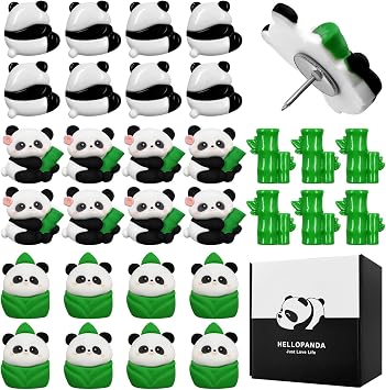 30PCS Panda Shape Animal Push Pins, Cute Thumb Tacks for Cork Board, Fun Push Pins, Thumbtacks, Decorative Corkboard Pins, Office Desk