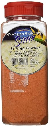 Plum Powder Li Hing Mui 24 Ounce Jar 1.5 Pounds With a Custom Made In Hawaii Sticker