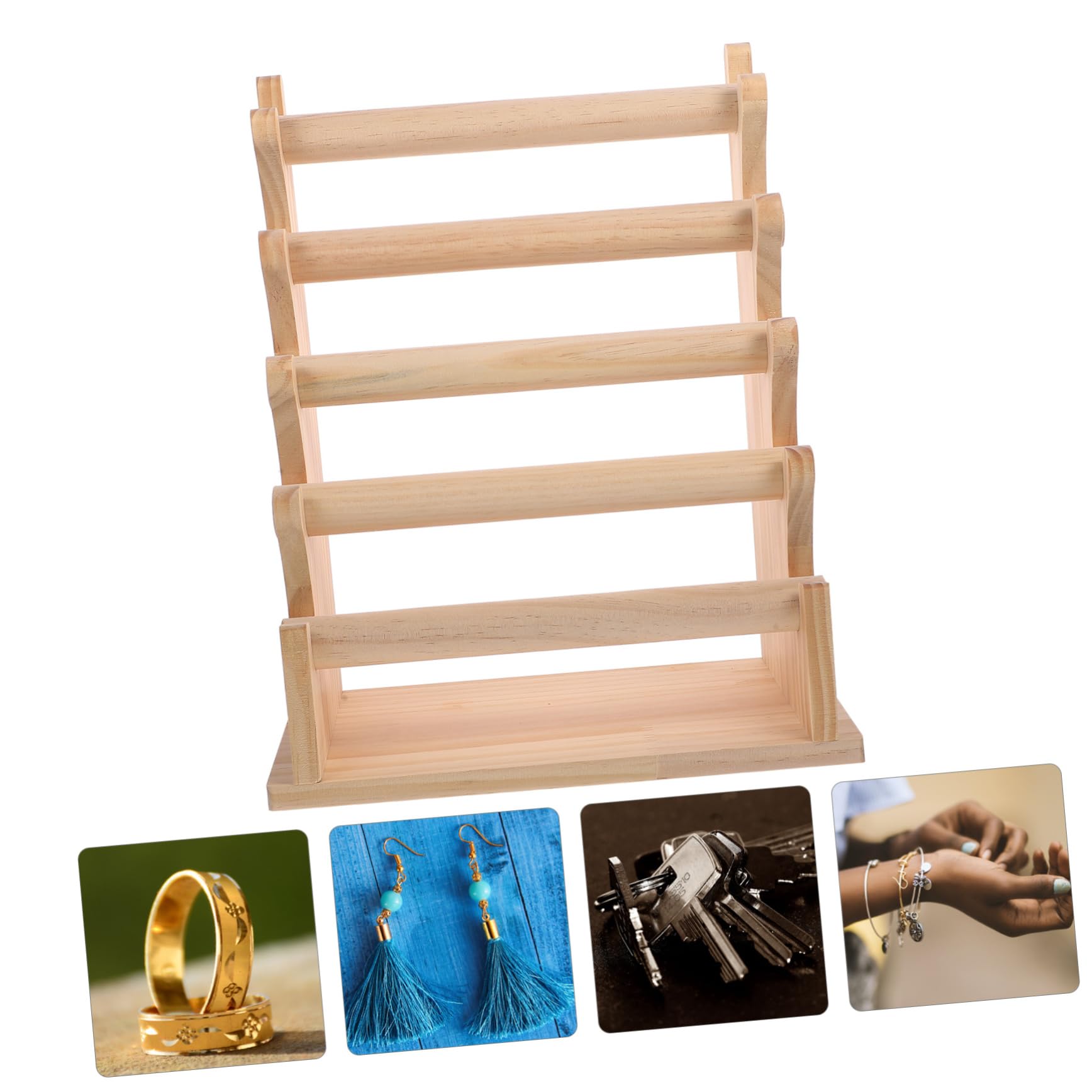 Sosoport Massivholz Schmuckorganizer Schmuckhalter Mehrstufiger Aufbewahrungsständer Für Armbänder Ohrringe Und Haargummis Fünf Ebenen Für Ankleidezimmer Und Juwelierbedarf