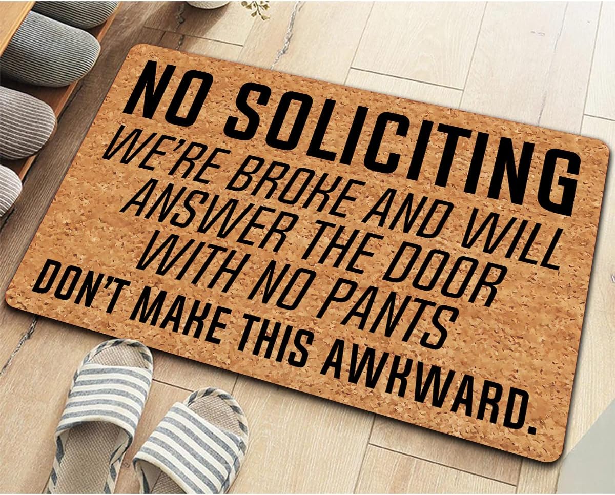 Funny Welcome Doormats No Soliciting Don't Make This Awkward (23.6 X 15.7 in) Personalized Colorful Doormat With Anti-Slip Rubber Back Prank House Warming Gift Doormats For The Entrance Way Decor