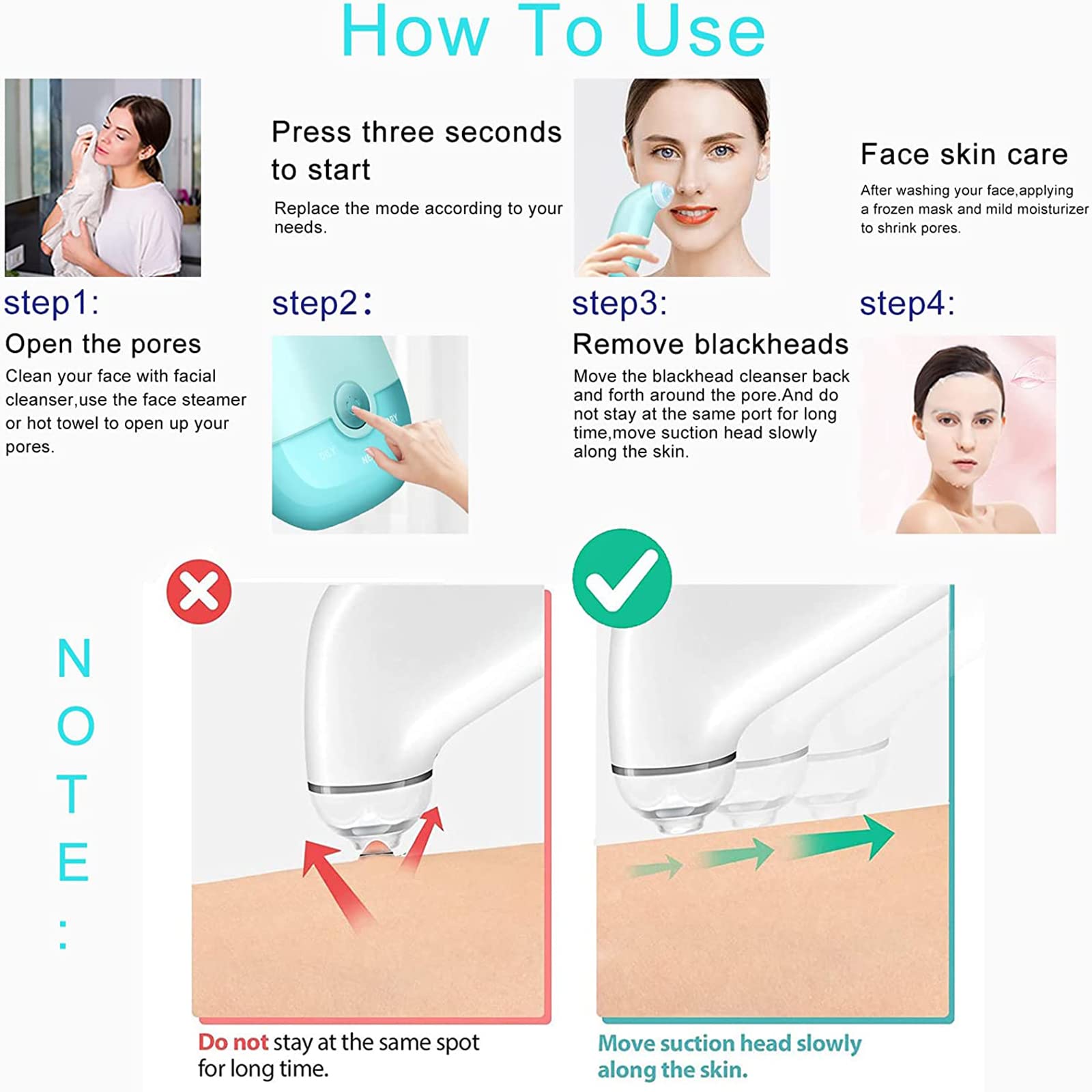 WolFum Limpiador facial de poros: extractor de espinillas de limpieza facial, herramienta de succión de puntos negros, aspiradora de poros para eliminar puntos negros, herramienta extractora de puntos