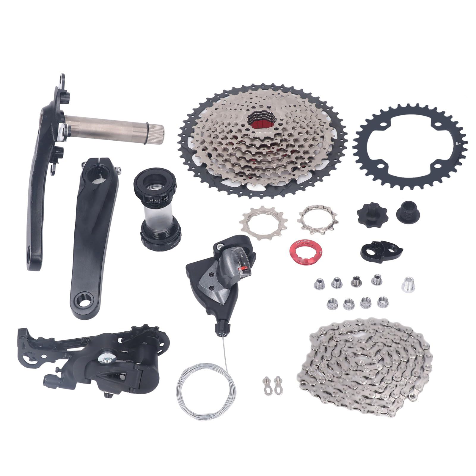 Kit cambio velocità bici 10 velocità 50T volano pignone deragliatore posteriore per mountain bike bici da strada cambio fluido manovella in lega di alluminio set ingranaggi corona (Corona 36T)