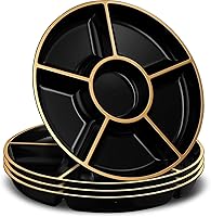 Vista 17 de Bandeja de servir redonda seccional de 6 secciones de plástico Plasticpro (2, Blanco y Oro Rosa)