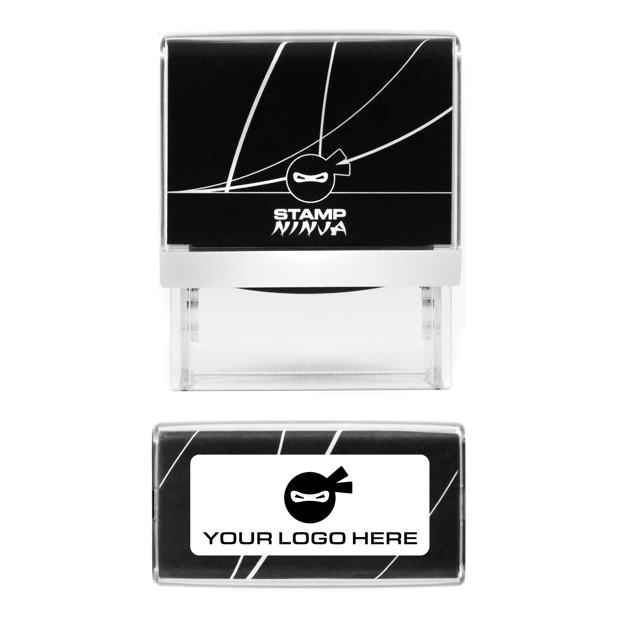Stamp Ninja Black Custom Business Logo Stamp - Personalised Company Rubber Stamp, Custom Logo For Office, Branding & Packaging (45Mm X 18Mm)