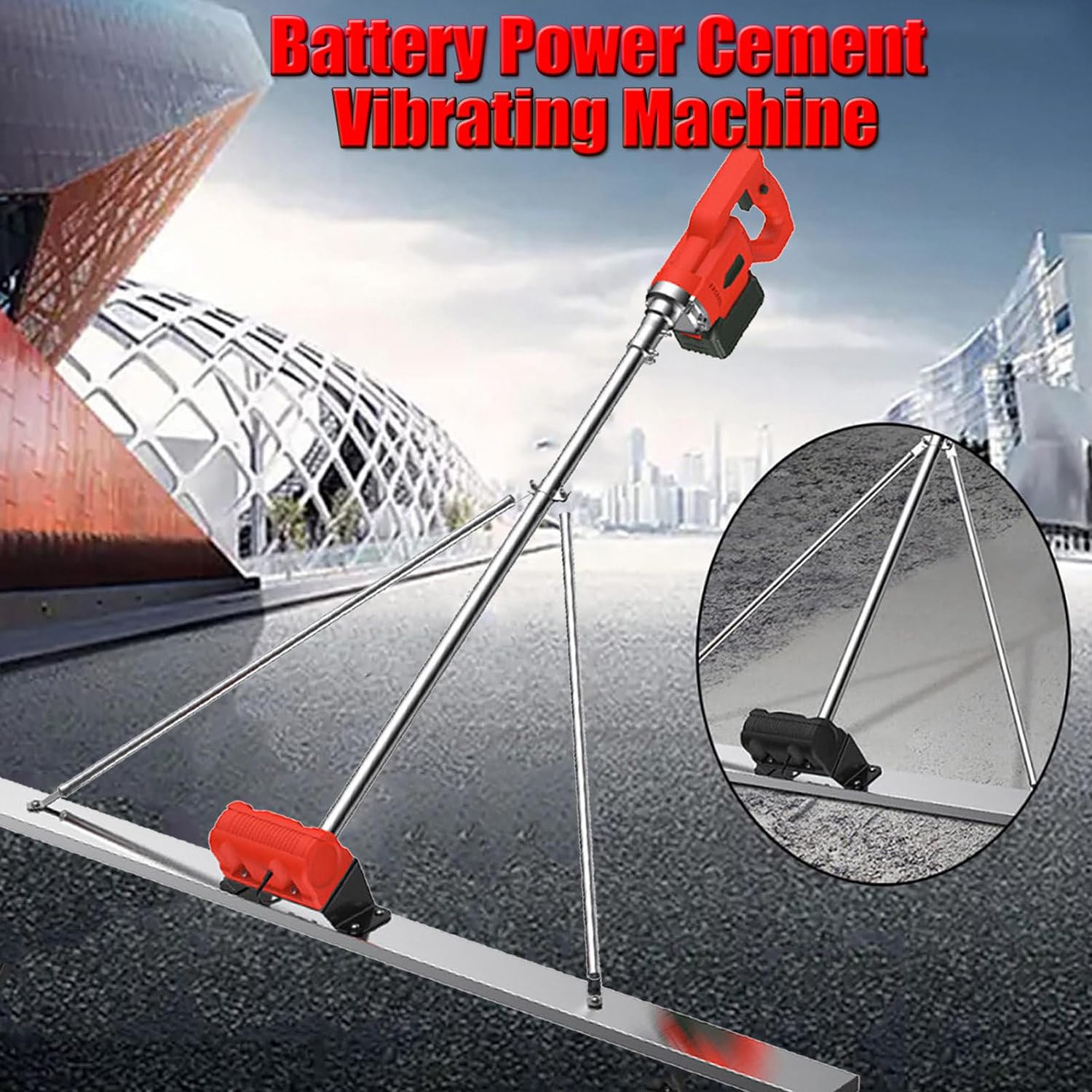 Zestaw wibracyjny do wylewek do betonu Power Narzędzie do wykańczania betonu, Linijka ubijakowa do wyrównywania powierzchni betonu na baterie,1.5M-2battery