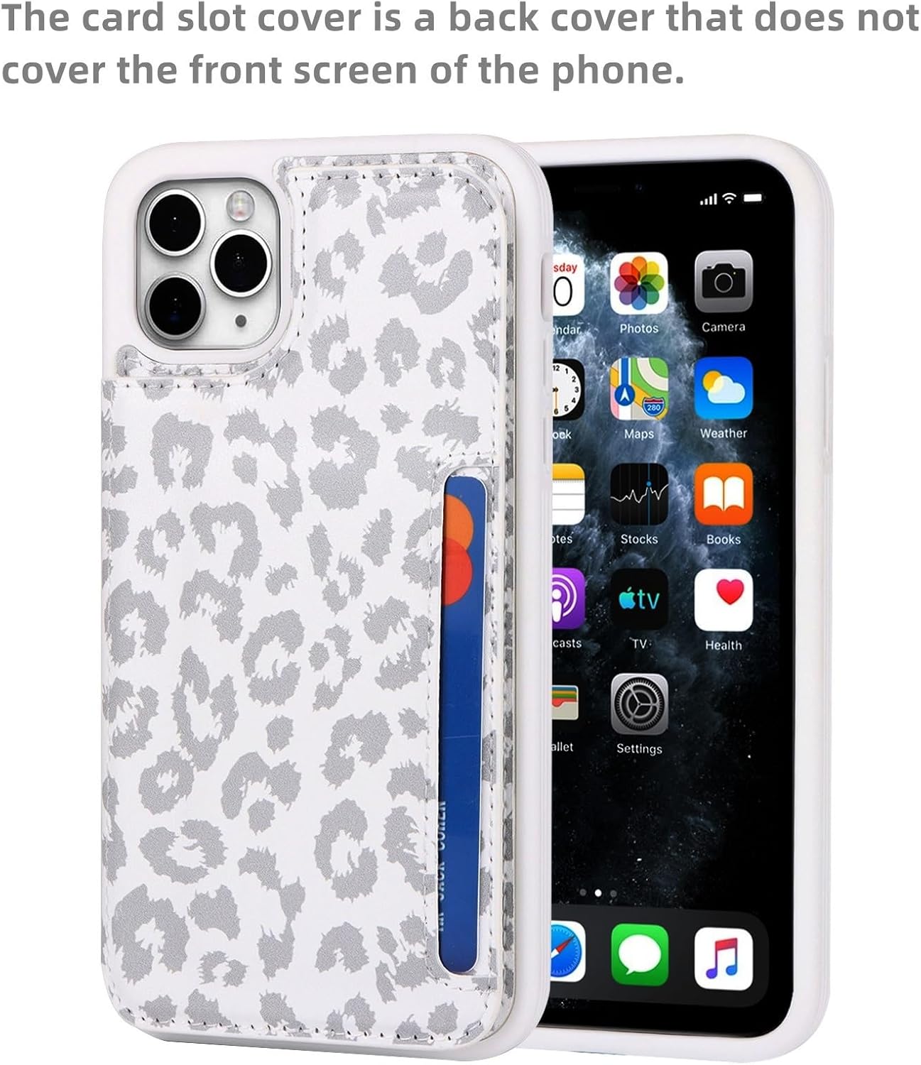 iCoverCase Compatible with iPhone 11 Pro Max Phone Case with Card Holder, Wallet Case for Women Men RFID Blocking PU Leather Protective Case 6.5 Inch (Gray Leopard) - Image 3