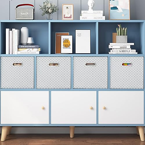 Vista 133 de Contenedores de almacenamiento de tela de tela, organizador de cubos de tela con asas dobles, cestas de almacenamiento plegables para el hogar