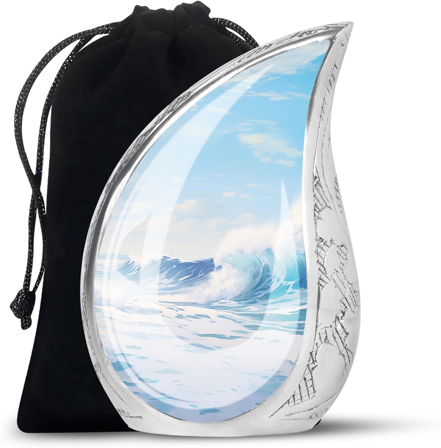 Ocean Waves Urns for Human Ashes Adult Male & Female, Large Cremation Urn for Human Ashes Adult Man & Woman, Funeral Memorial Decorative Urns 10Inch