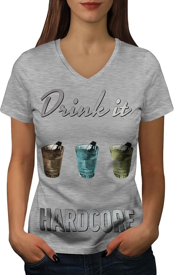 Wellcoda Party Cool Drucken Komisch Frau V Ausschnitt T Shirt Saufen