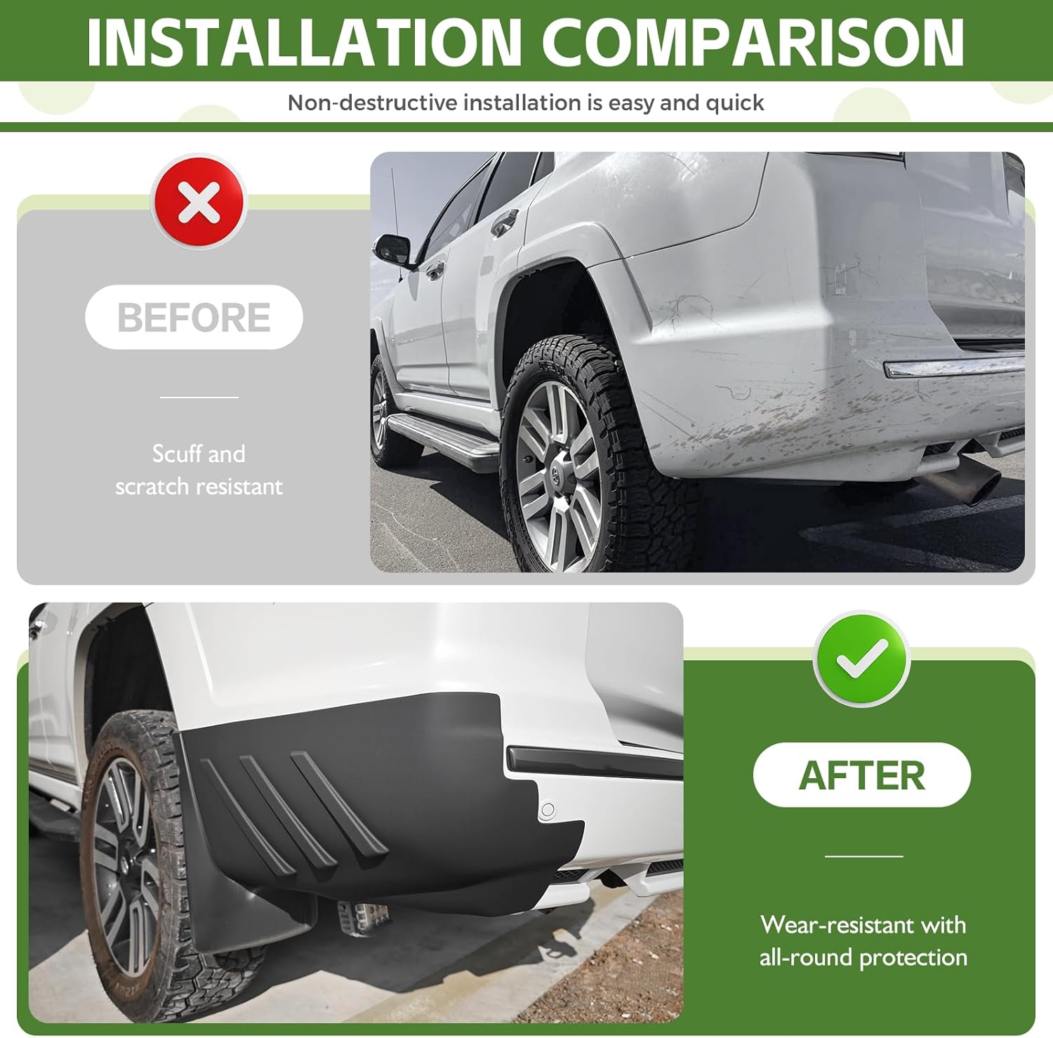 Rear Bumper Protector for 2014-2024 Toyota 4Runner (Only Fits TRD Sport & Limited) Rear Bumper Guards Corner Cover Soft TPE Material for 14-24 4 Runner Car Exterior Accessories