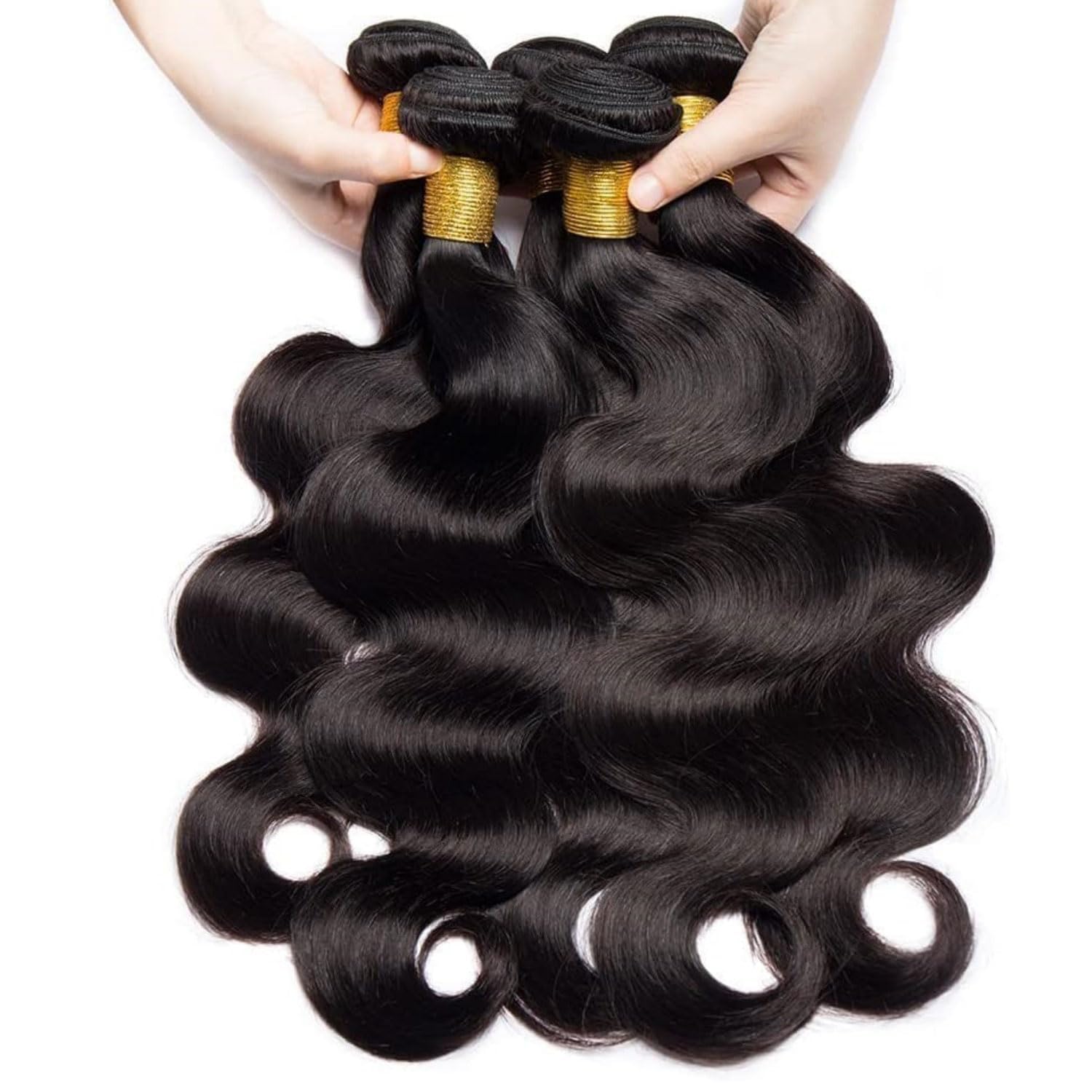 12A Body Wave Bundles Human Hair 18 20 22 24 Inch Human Hair Bundles 100% Unprocessed Brazilian Virgin Hair Bundles Human Hair Body Wave 4 Bundle Human Hair Extensions Real Human Hair Natural Black