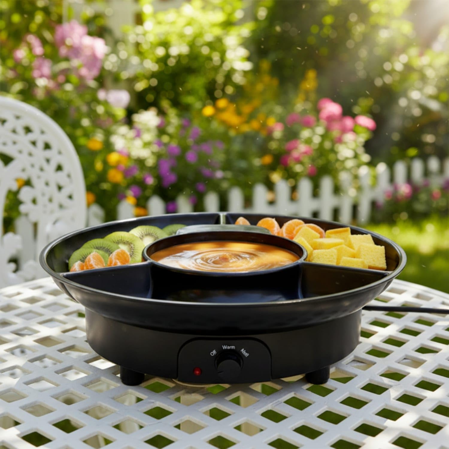 Electric Chocolate Melting Pot Tabletop Chocolate Melter Two-wayVoltage Fondue Pot with Tray High-Temperature Resistant for Hosts, Families, Parties, Dessert Tables, White, Us Plug F-612-image-16