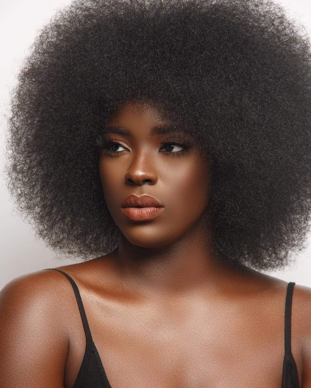 ForQueens Synthetic Afro Wigs for Black Women Short Fluffy Yaki Kanekalon Heat Resistant Fiber American African Natural Hair Wig (color Black-1B#)