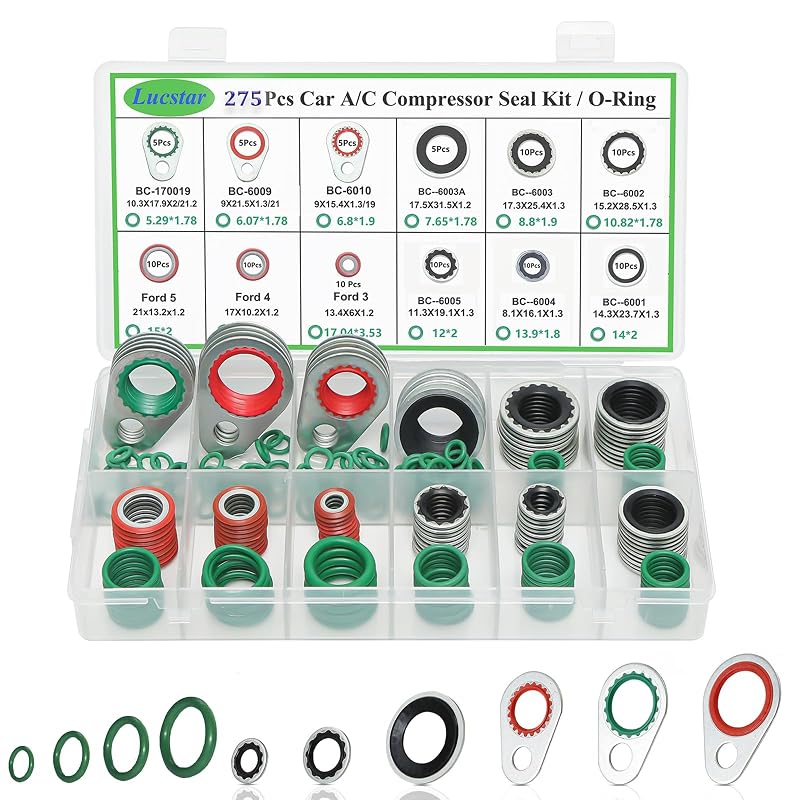 Kit de O-Rings e Arruelas de Vedação para Ar-Condicionado Automotivo Lucstar V003A – 275 peças