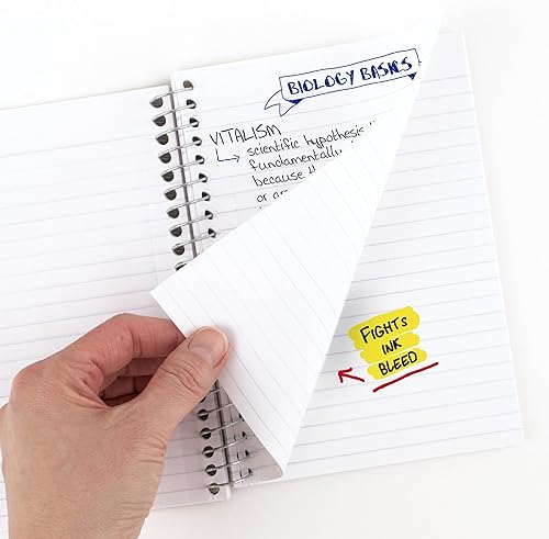 Miniatura 3 de Five Star Cuaderno de espiral, 1 materia, papel rayado universitario, tamaño personal, 4-38 x 7 pulgadas, 80 hojas, combate el sangrado de tinta,