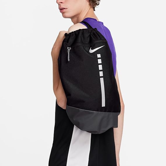 NIKE Hoops Elite Drawstring Bag (17L) DX9790-010 (BLACK/IRON GREY/METALLIC SILVER), Size ONE