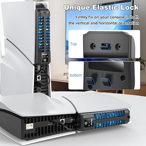 Miniatura 6 de Nepagz Ventilador de refrigeración para consola PS5 Slim (digitaldisco), ventilador silencioso mejorado con 3 ventiladores ajustables, enfriador PS5
