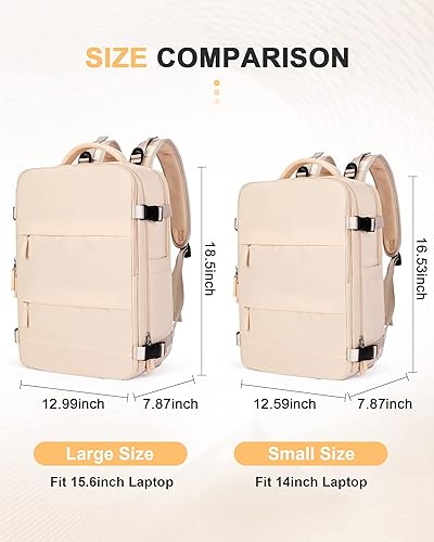 Miniatura 3 de Mochila para mujeres y hombres, bolsa de viaje, resistente al agua, mochila para senderismo, mochila para computadora portátil universitaria, beige