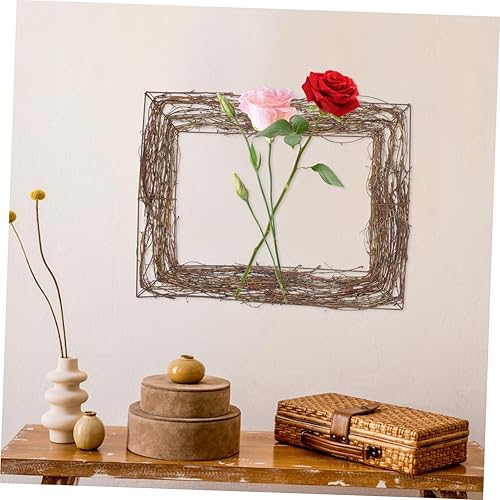 Vista 5 de Happyyami Base de corona cuadrada rústica de mimbre para decoración de bricolaje