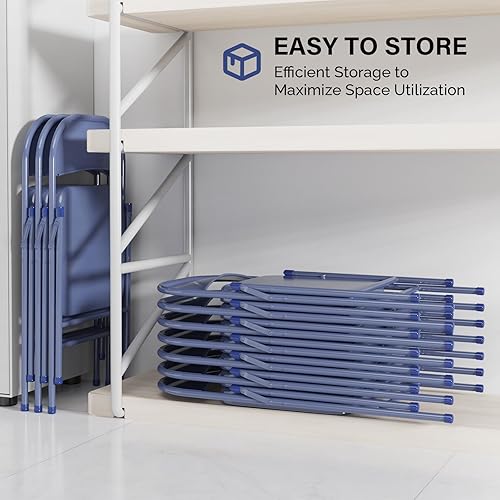 Miniatura 6 de VINGLI Sillas plegables con marco de metal de acero, capacidad de 350 libras, duraderas, portátiles y versátiles para uso en interiores y