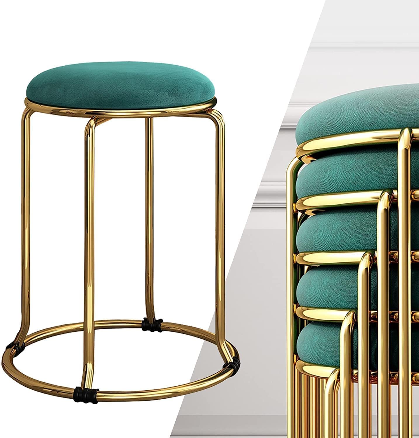 Craft Capital 8-Inch Round Velvet Stool - Single Sturdy Metal Vanity Seat for Dining, Kitchen, Home & Salon | Stackable & Stylish Seating (5-Pieces)-image-16