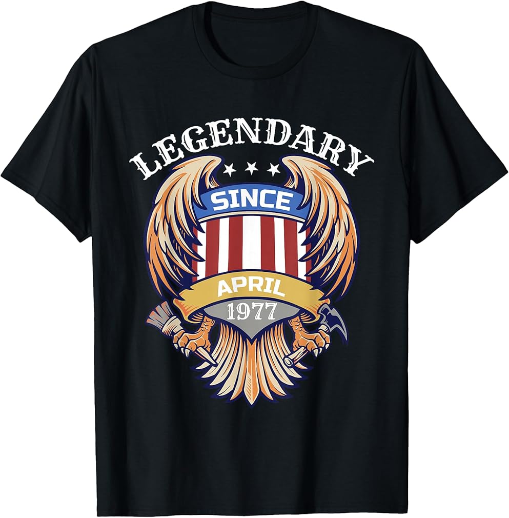 Legendary Since April 1977 Patriotic April Birthday T-Shirt