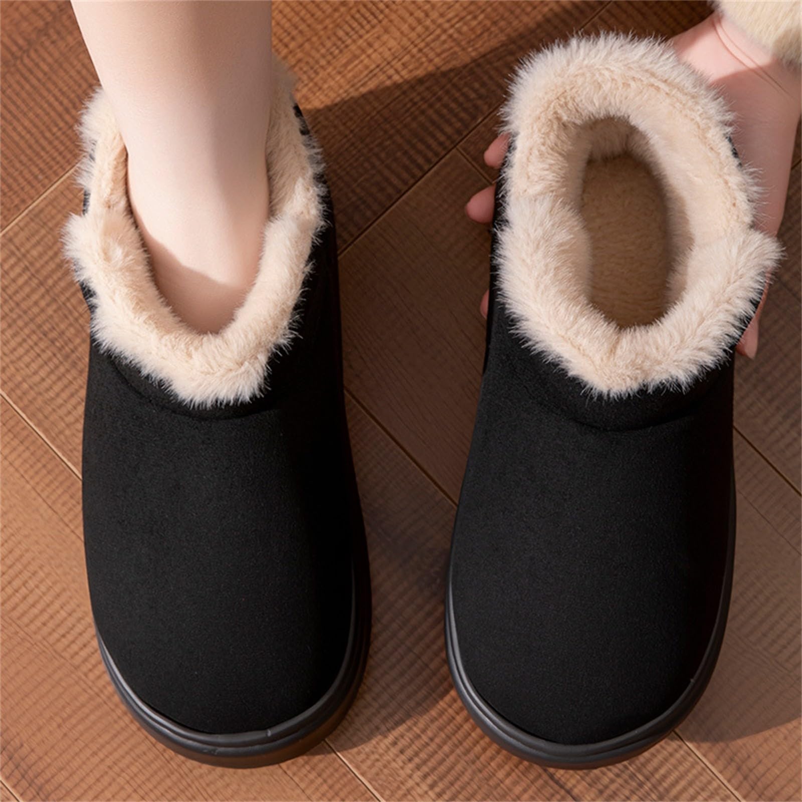SKFLABOOF Winterboots Damen Gefüttert - Winter Chelsea Boots Women Western Wildleder Stiefeletten Cowboy Plateau Stiefel Flach Schuhe Elegant