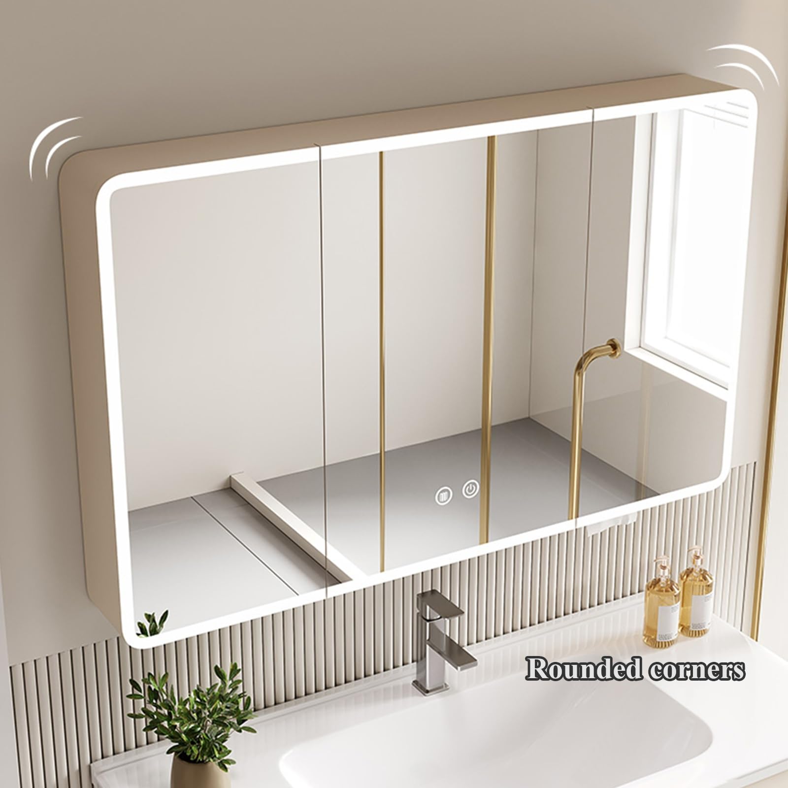 Lustro łazienkowe LED szafka ścienna z powłoką przeciwmgielną, szaro-biała, 70 cm - Nowoczesne rozwiązanie do przechowywania dla czystych i nieblaknących refleksów