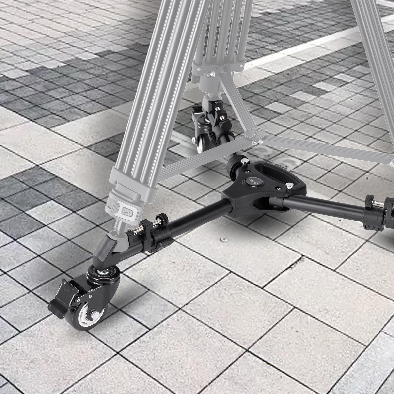 Chariot trépied, Cayer TD03 Chariot trépied Robuste avec Grandes Roues en Caoutchouc de 7,6 cm et étui de Transport pour la Plupart des trépieds, Supports d'éclairage, Charge jusqu'à 30 kg,