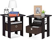 Vista 104 de Furinno- Colección Andrey- Mesa auxiliar, estación de carga con puerto USB y puerto tipo C c/compartimento de almacenamiento, 15.55 pulg ancho x