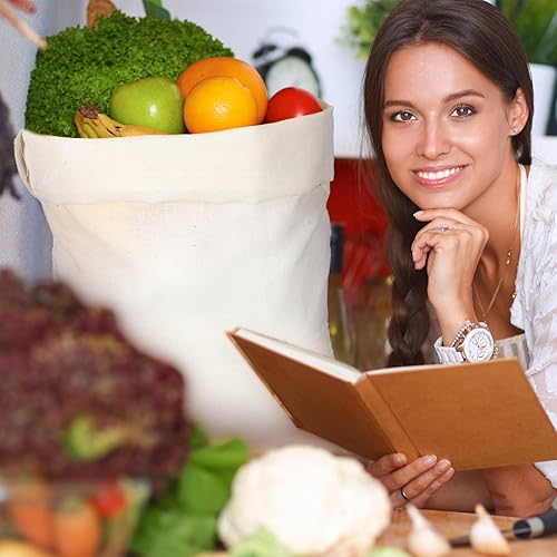 Miniatura 5 de Pangda 15 bolsas de muselina de 12 x 16 pulgadas, bolsas de tela con cordón, grandes bolsas de almacenamiento de algodón reutilizables a granel,