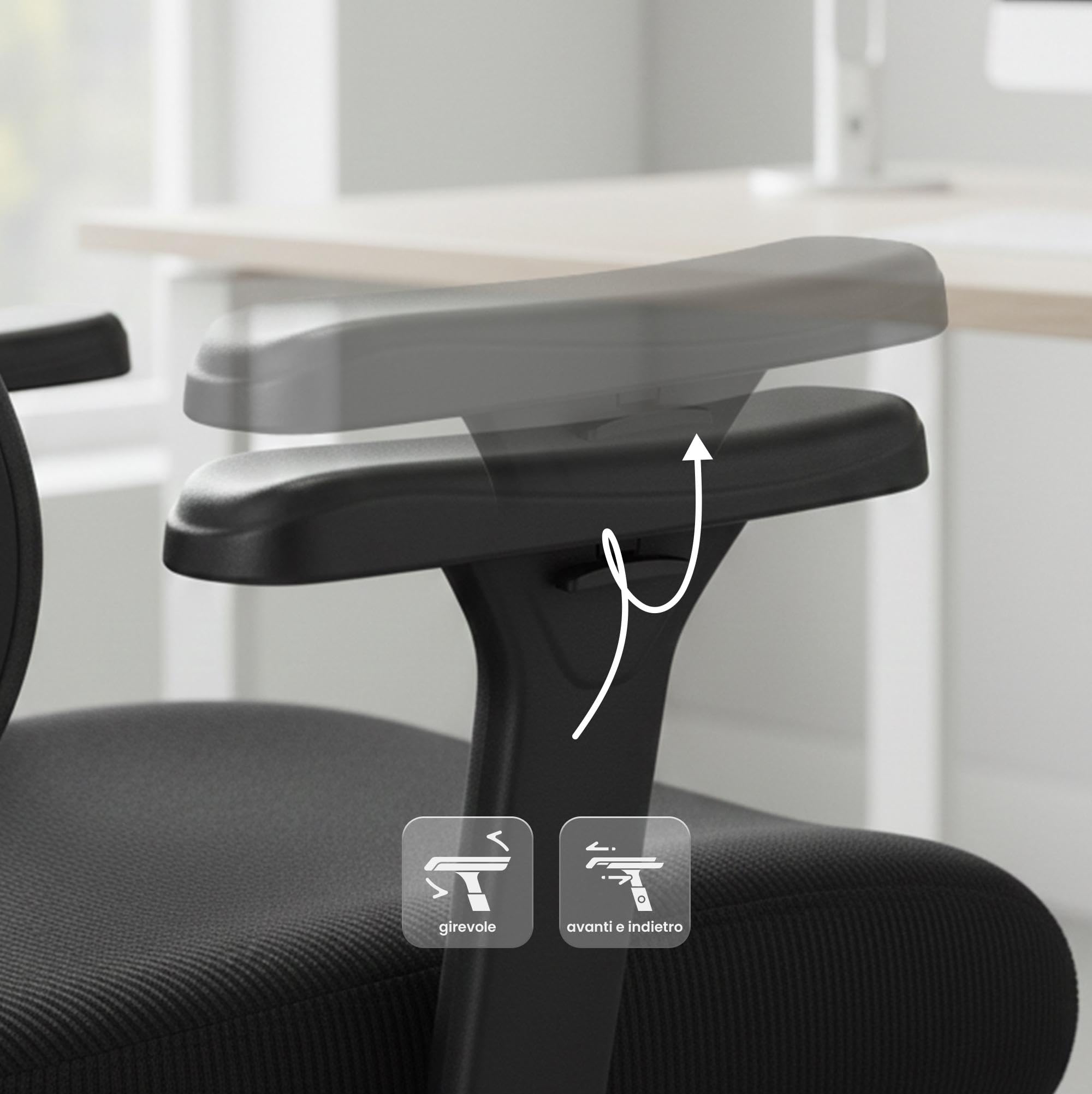 CLP Sedia ergonomica con poggiatesta Lothenda, regolabile in altezza con supporto lombare, braccioli 3D, sedia girevole fino a 150 kg Colore:nero