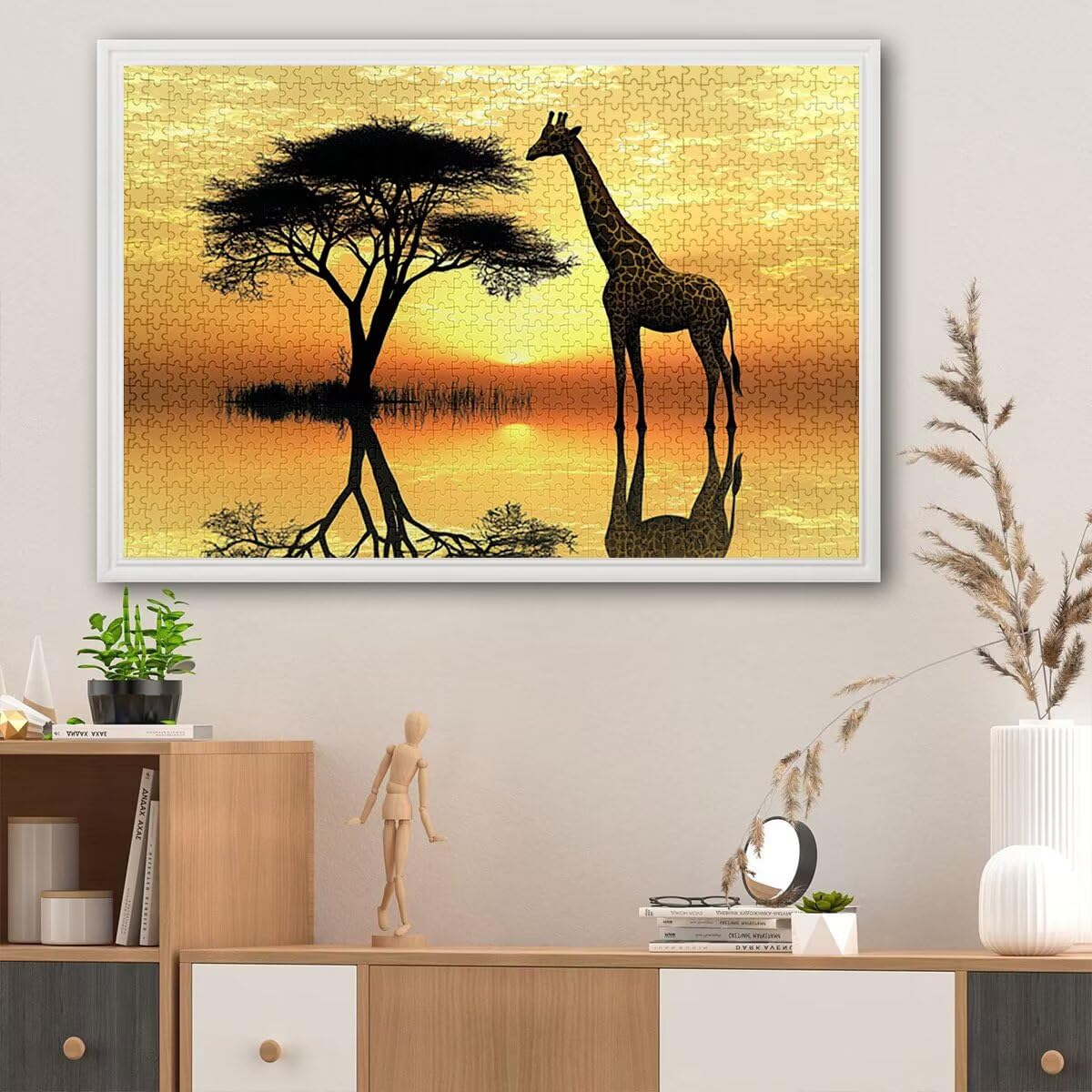 Puzzle 5000 elementów, żyrafa, zachód słońca, 5000 elementów, drewniane puzzle dla dorosłych, wymagająca łamigłówka, gra logiczna dla całej rodziny, drewniane puzzle, dekoracja salonu, prezenty, P-42