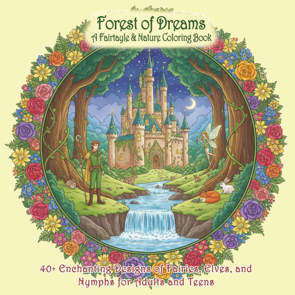 Forest of Dream: A Fairytale & Nature Coloring Book: 40 Enchanting Designs of Fairies, Elves, and Nymphs for Adults and Teens